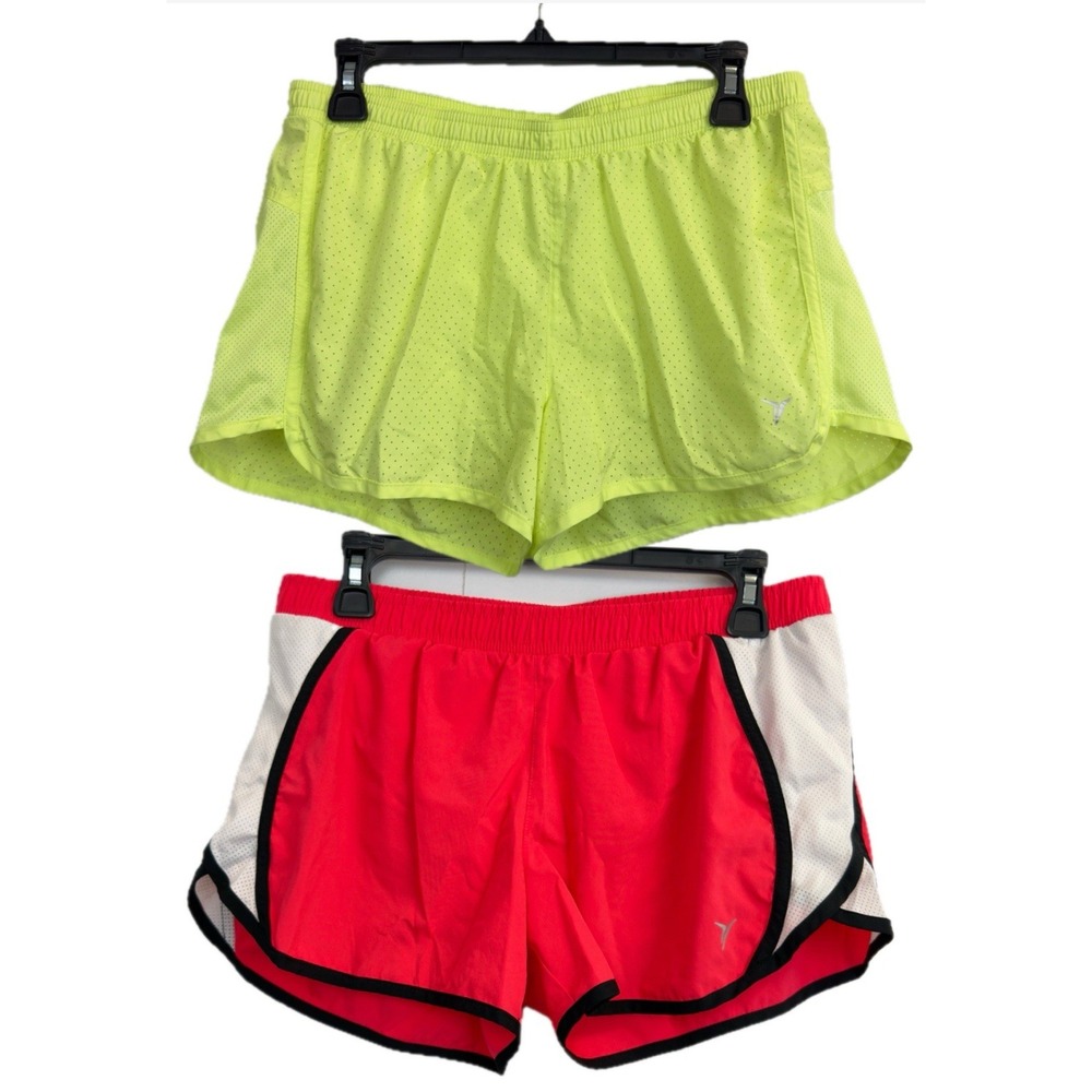 2 Pairs Old Navy Active Stretch Shorts Women's M Running Workout Gym Lined Neon